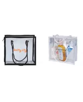 Clear Vinyl Zippered Pouch with Rope Handles 10x9x3