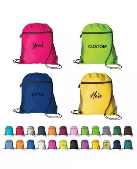 Brilliant Colorful Drawstring Backpack with Pocket and Mesh