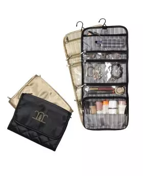 Quilted Hanging 旅行 Cosmetic Case or Jewelry Case