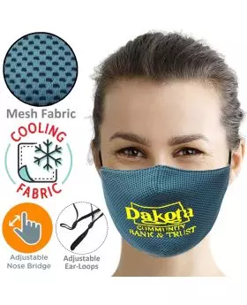 Full Color CMYK Cooling Adjustable Band Face Mask with 3-Ply and Filter Pocket