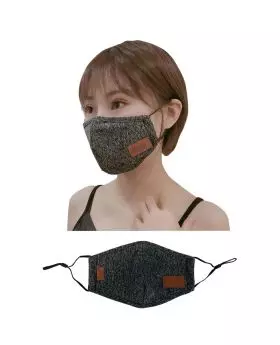 Designer Leeman Face Mask Mouth Covering with Leatherette Logo Patch