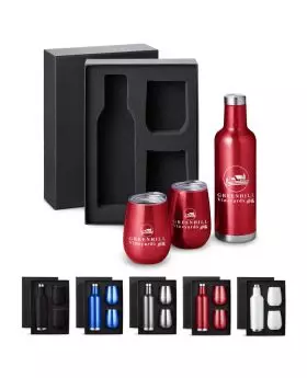 Color Bright Vacuum Insulated Wine Lovers Gift Set in Gorgeous Box