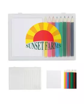 Creative Case of 8 Colored Pencils and Notepad