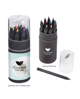 Black Barrel Colored Pencils Gift Set with Sharpener