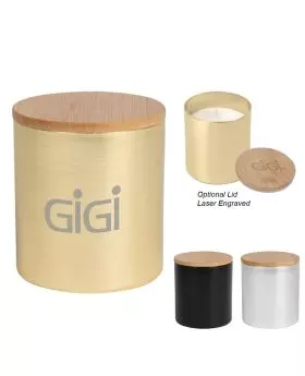 Metallic Body Soy Candle with Wooden Lid and Gift Box - VSPE (Value Speed)