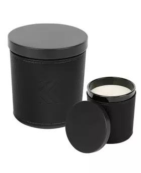 Vanilla 5.5 Oz Soy Wax Candle in Designer Faux Leather Branded Body - VSPE (Value Speed)