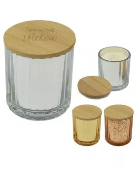 Ribbed Glass 5.5 Oz Candle with Wooden Lid - VSPE (Value Speed)