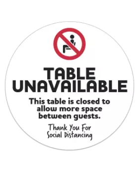 24 Hour Rush COVID-19 Social Distance Table Sticker Removable 8 Inch