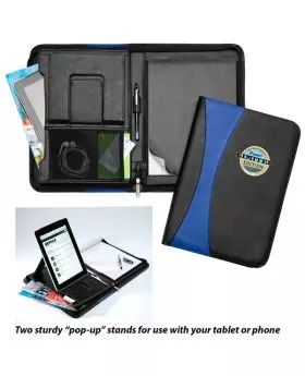 Zeke's Zippered Portfolio with Built-In Tablet and Phone Stand