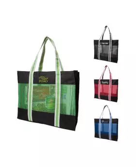 Designer Color Mesh Tote Bag with Accented Strap Handles