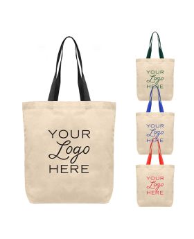 5 Oz Cotton Gusseted Medium Tote with Colored Straps