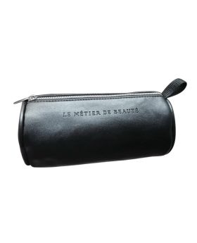 Smooth Leatherette Barrel Cosmetic Bag