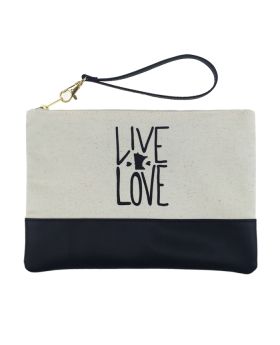 Canvas and Leatherette Wristlet Pouch