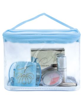 Clear Rounded Custom Cosmetics Bag with Fabric Top/Bottom
