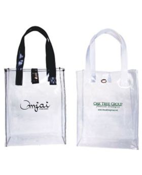 Clear Vinyl Open Tote with Black or White Handles 7x9x3.25
