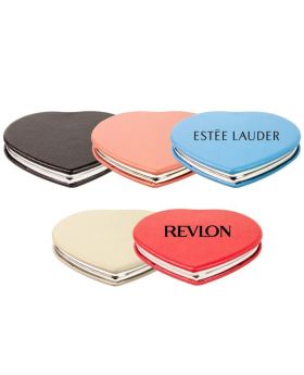 Soft Leatherette Heart Shaped Compact Magnetic Mirror