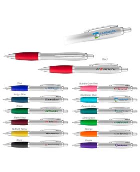Contoured Matte Silver and Color Accented Pen