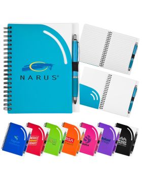 Color Play Curvature Spiral Notebook with Front Pocket