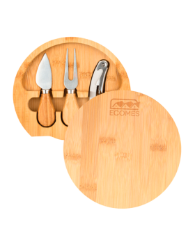 Portable Swivel Bamboo Cheese Board with Wine Opener Gift Set