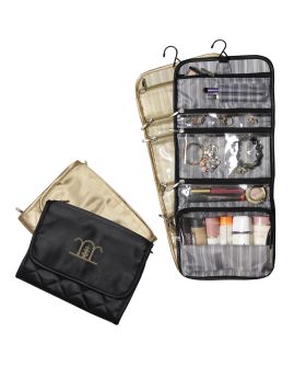 Quilted Hanging Travel Cosmetic Case or Jewelry Case