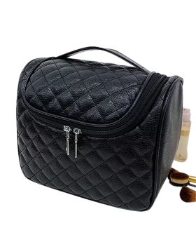 Premium Quilted Leatherette Make-Up Cosmetics Travel and Train Case
