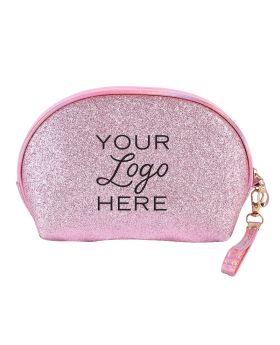 Shimmering Bling Rounded Travel Cosmetics Bag with Strap