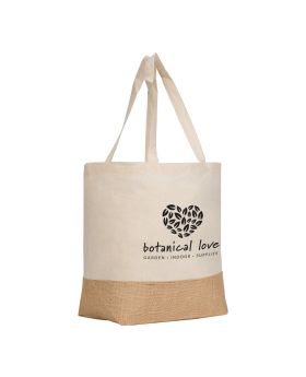 5 Oz Recycled Cotton Tote Bag with Jute Base Accent