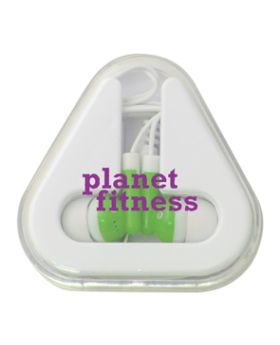 Triangle Earbuds White Case with Colored or White Buds