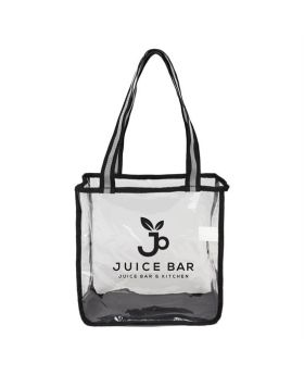 Designer Clear Tote with Stripes Strap