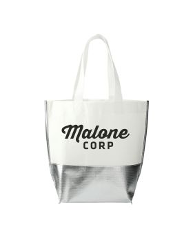 Large White Tote with Metallic Base Bottom and Trim in Silver or Gold