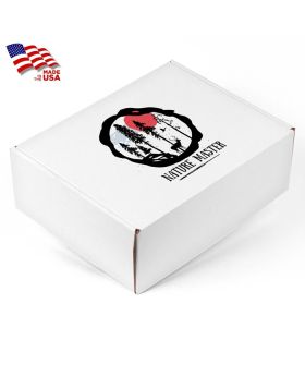 White Corrugated Box Small Medium and Large Screen Printed Spot Color Logo