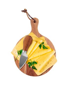 Small Round Cheese Board 3 Piece Set with Knives