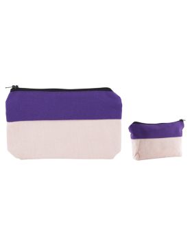 Cotton Canvas Two-Tone Zippered Pouch