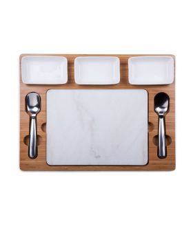 Marble and Bamboo Cutting Board for Ice Cream Mixing