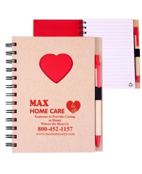 Recycled Spiral Notebook with Heart Die Cut Window 5.875 x 7