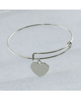 Modern Adjustable Silver Bracelet with Charm
