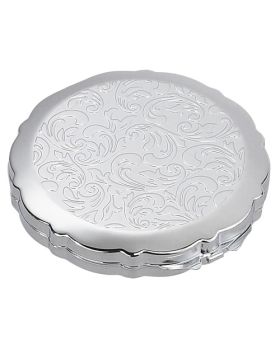 Silver Compact with Floral Design
