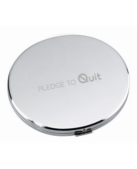 Premium Push Button Silver Mirror Compact