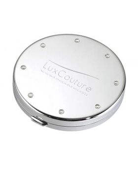 Silver Mirror Compact with Crystals