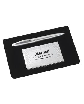 Professional Silver Card Case and Pen Gift Set