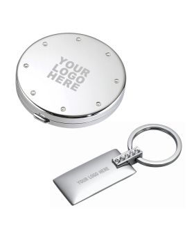Bling Key Chain and Mirror Compact Gift Set