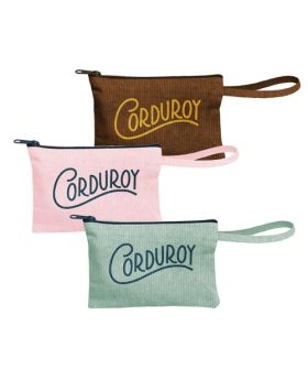 Designer Corduroy Fabric Wristlet Strappy Pouch Bag