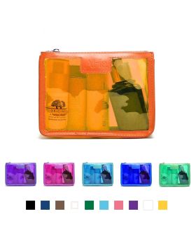 Brilliant Colorful Translucent Vinyl and Leatherette Travel Zippered Case