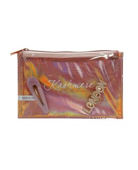 Rose Gold Zippered Cosmetics Pouch with Clear Front