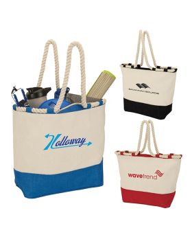 Two-Tone Canvas and Jute Designer Rope Tote