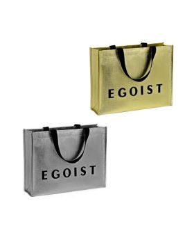 Designer Metallic Gold Laminated Textured Shopper Tote Bag - Overseas