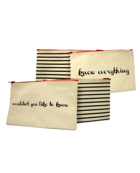 Custom Made Cotton Canvas Stripes Cosmetic Bag