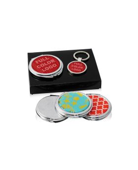 Compact Mirror and Key Chain Gift Boxed with Tray