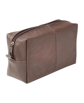 brown leather custom dopp kit case