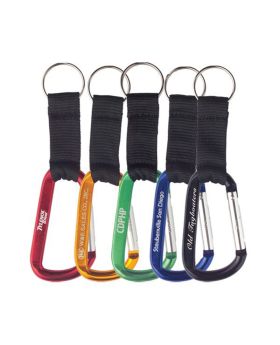 Bright Colorful Carabiner with Black Strap Key Chain